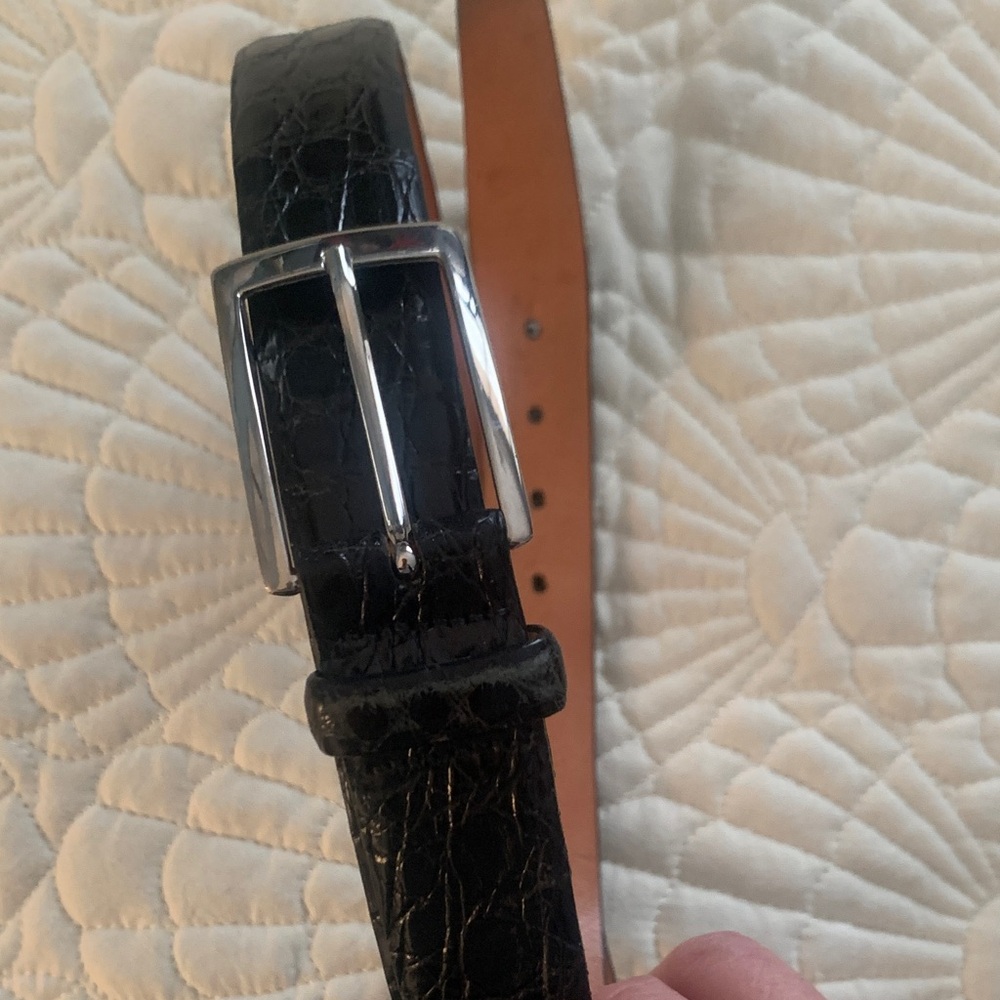 Martin Dingman Black genuine crocodile Belt with Silver Buckle. Preowned.size 40